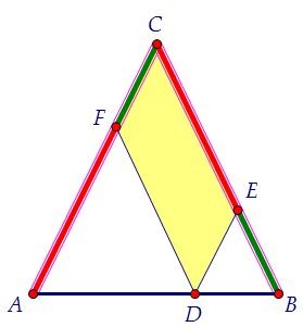 B5. Периметр параллелограмма внутри равнобедренного треугольника (вар. 52)