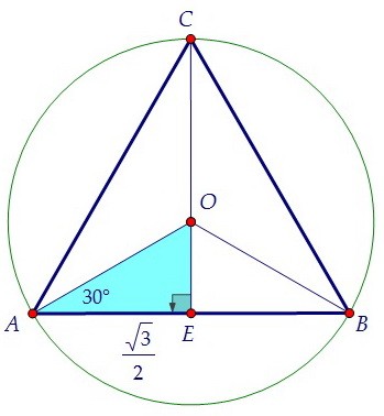 B6. Найти радиус описанной около правильного треугольника окружности (вар. 47)