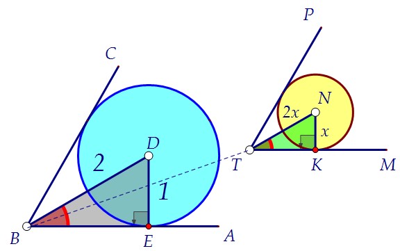 16(C2). Сфера единичного радиуса вписана в двугранный угол (вар. 85)