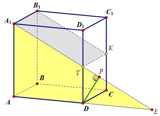 C2. Найти расстояние от середины ребра куба до плоскости сечения куба (вар. 55)