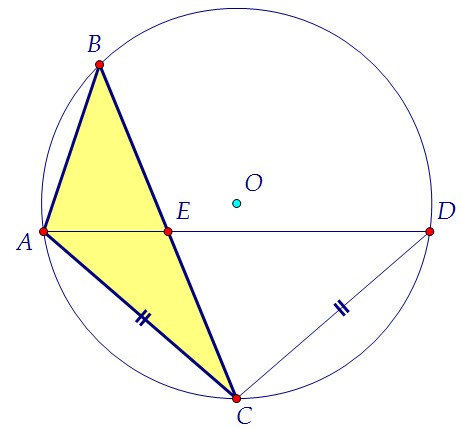 Продолжение медианы треугольника пересекает описанную окружность (вар. 69)